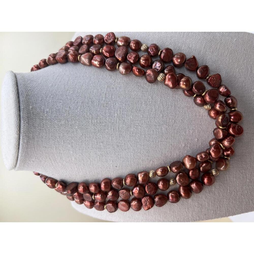 Multi-Strand Red Painted Stone Necklace - Picture 2 of 9